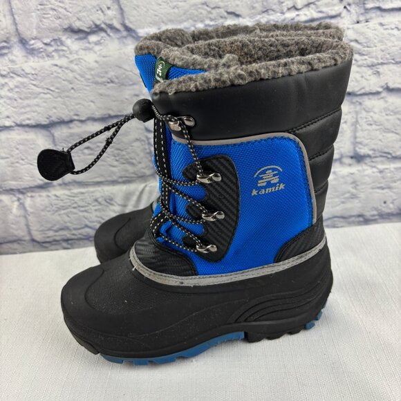 Kamik Boys Youth 4 Luke 3 Blue Black Insulated Waterproof Winter Snow Boots - Picture 6 of 12